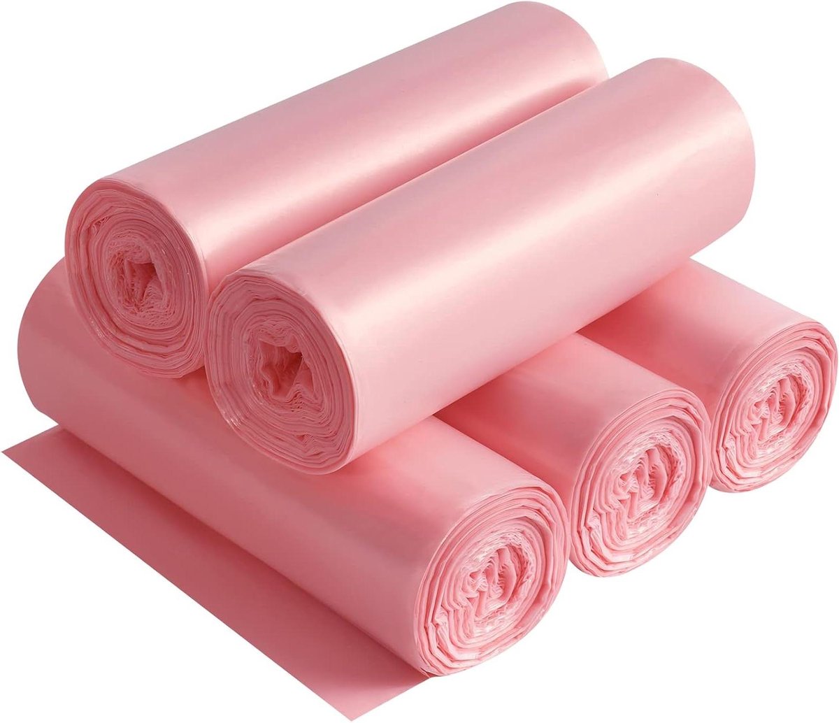 Kleine Vuilniszakken - Prullenbakzakken - Huishoudelijk Gebruik - Milieuvriendelijk HDPE Materiaal - 4 Gallon 100 Stuks - Roze