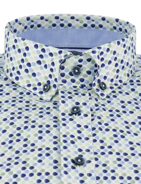 Blauw overhemd Giordano regular fit stippen print katoen