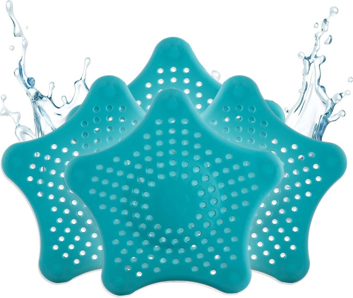 Universele Afvoerzeef - Douchezeef Haarzeef - Verstoppingen Voorkomen - 5-Punts Druksysteem - 4 Stuks - Blauw