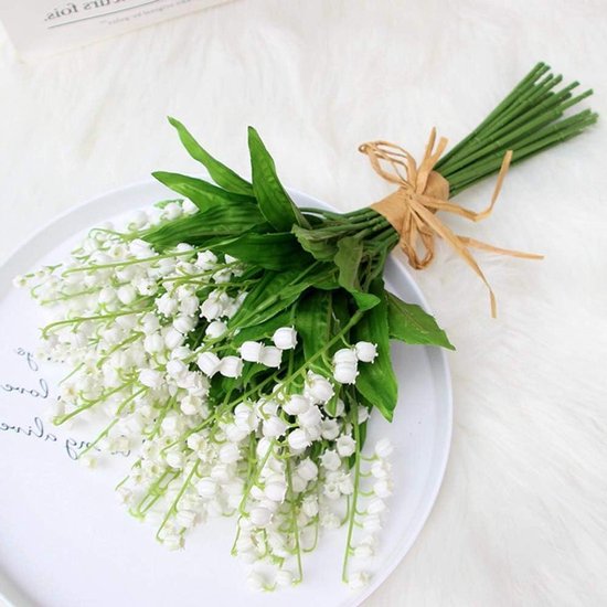 Kunstlelie Bloemen - Zijden Lelies - Woondecoratie - Realistische Uitstraling - 12 stuks - Wit