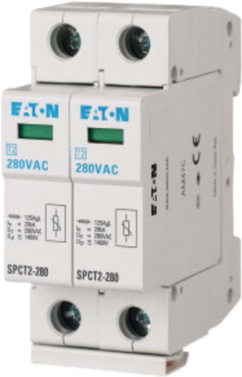 Eaton Steekbare overspanningsafleider, 2p, 280VAC, 2x20kA, 167594