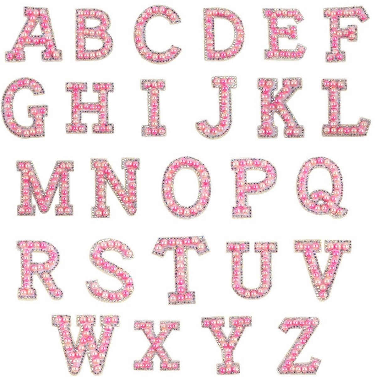 Allecto - Strassletters - Persoonlijke decoratie - Roze - Borduurwerk - Creatieve letters - Perfect voor kleding en accessoires
