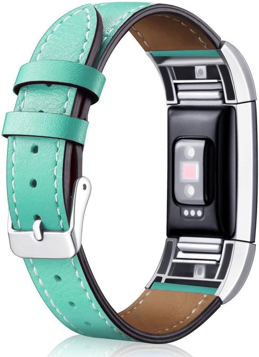 Leren en ademend sporthorlogebandje voor Fitbit Charge 2, vervangbare polsband met metalen gesp voor heren en dames, ideaal voor fitness en dagelijks gebruik