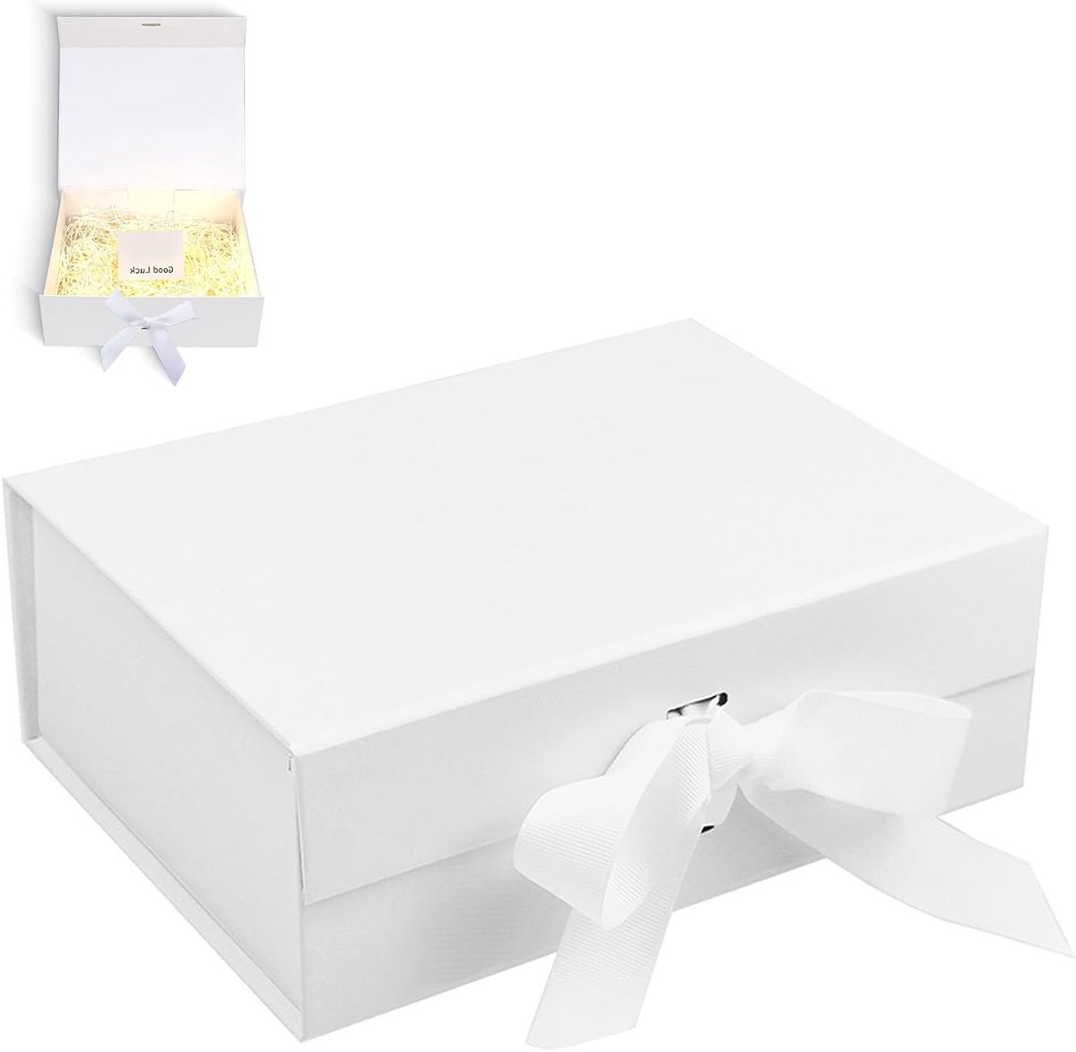Elegante Witte Cadeaubox met Deksel en Strik - Herbruikbare Geschenkdoos voor Verjaardag, Kerst en Valentijnsdag