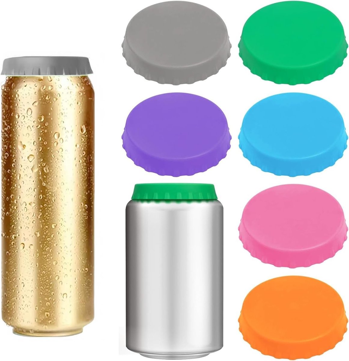 Herbruikbare Siliconen Deksel voor Blikjes - 6 Stuks, Lekvrije Soft Sealing Lids voor Frisdrank en Bier