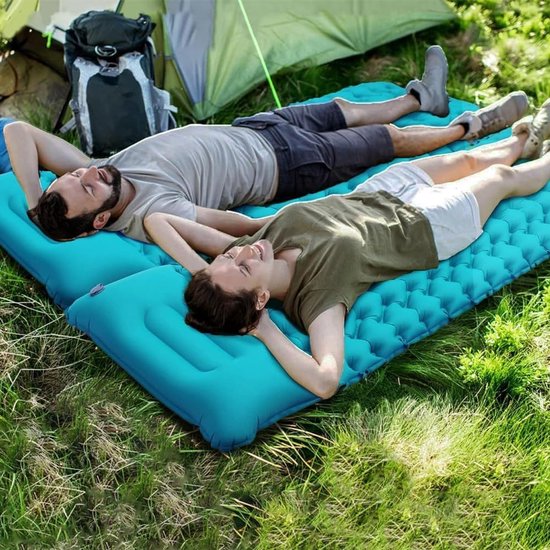 Self Inflating Camping Mat - 9cm Portable Waterproof Sleeping Mat - Outdoor Hiking Gear - Lightweight Single Roll Air Sleeping Mat - Camping Mattress with Built-in Foot Pump (Blue) van Merkloos — afbeelding 5