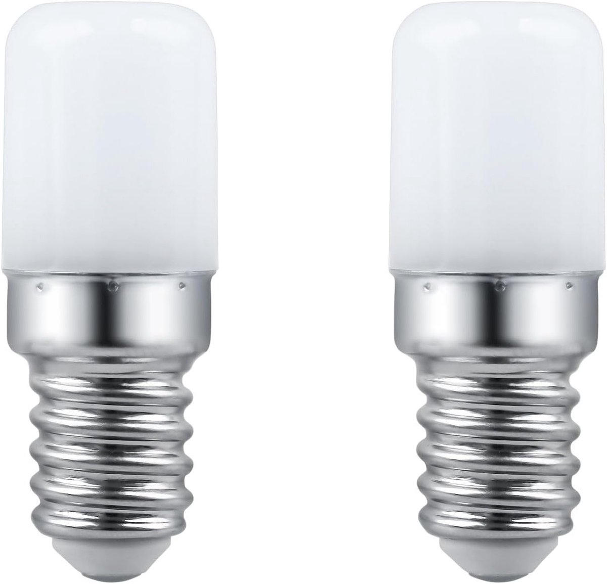 LED T18 E14 Koelkastlamp, 3 W, AC 230 V, 300 LM, Neutraal Wit, 4000 K, Niet Dimbaar, Vervangt 30 W Gloeilamp, Ideaal voor Koelkast, Naaimachine en Nachtlamp, Verpakking van 2 Stuks