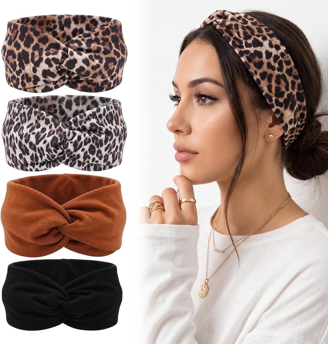 Haarbanden voor dames in 4 kleuren, elastisch en ademend, ideaal voor yoga, zomeroutfits en modieuze looks
