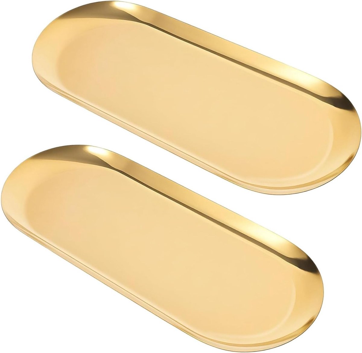 Decoratieve ovale make-upbak van roestvrij staal, 30,5 cm voor sieraden en cosmetica, stijlvolle organizer voor badkamer en slaapkamer