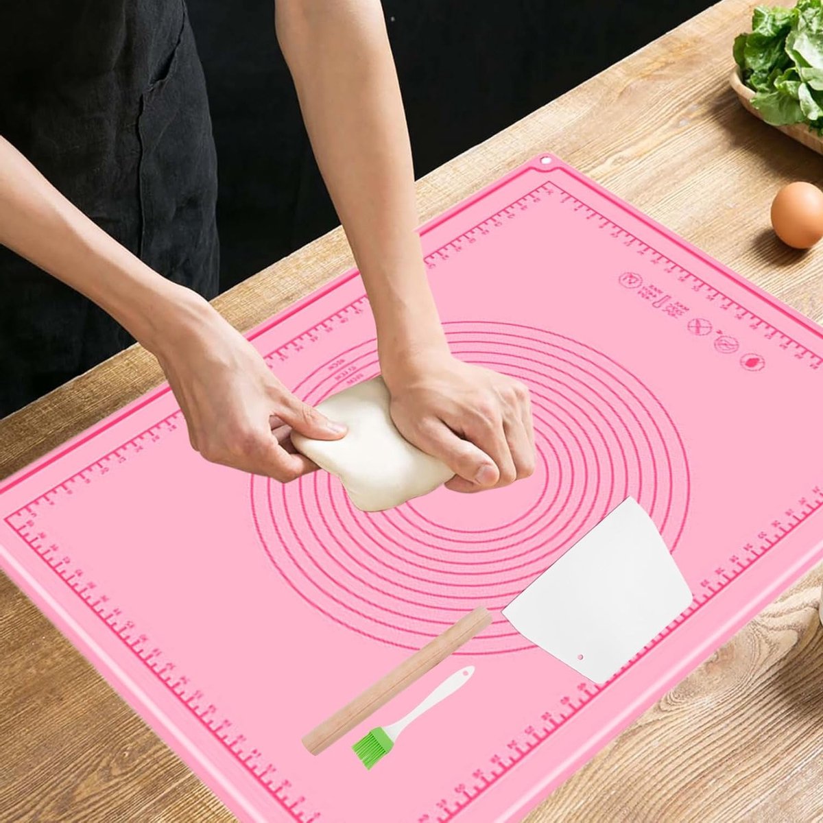 Siliconen Bakmat 70 x 50 cm - Antislip Deegmat voor Fondant, Gebak, Pizza en Brood, Voedselveilige Rolmat met Hoge Rand