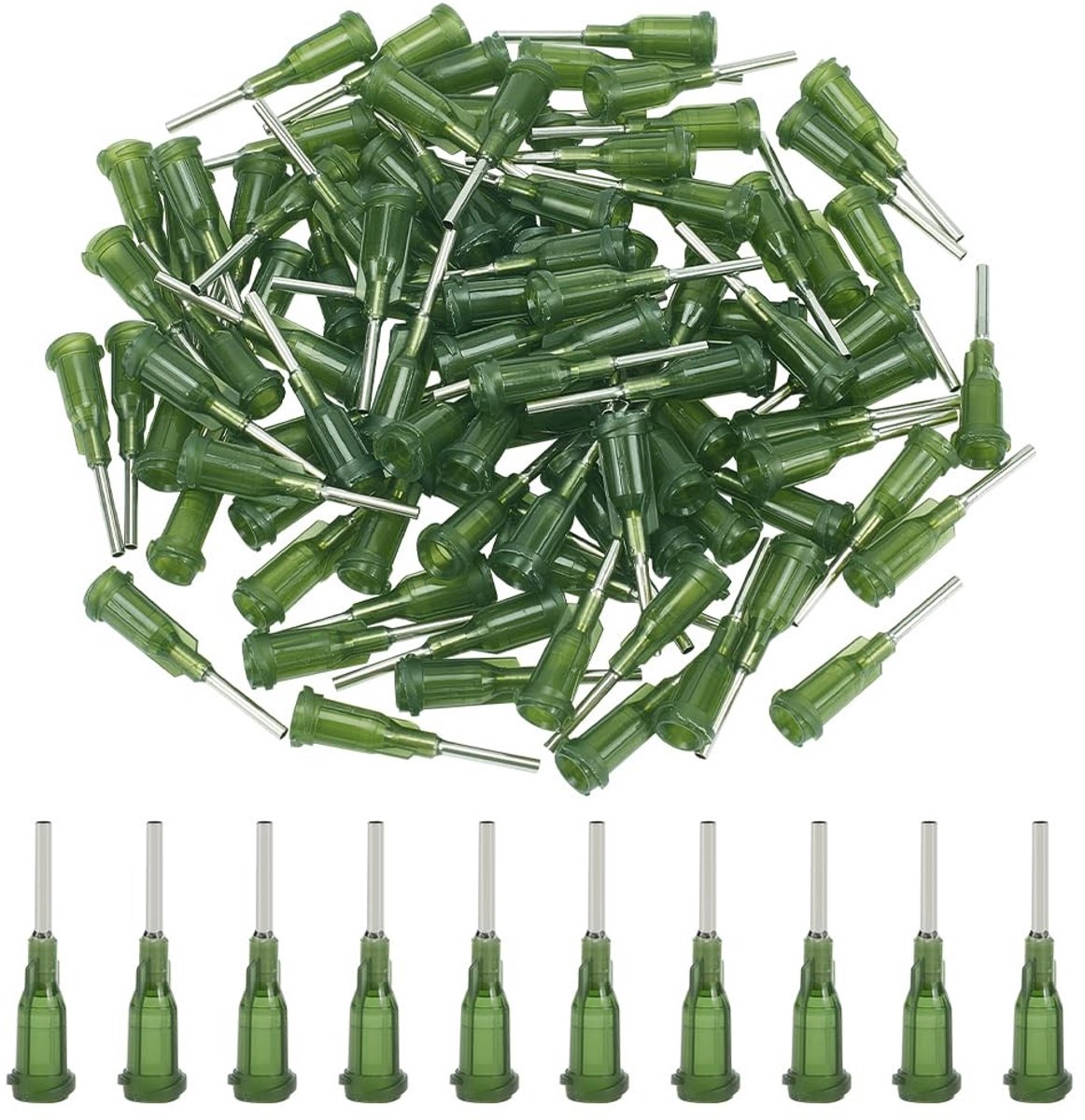 Dailygoody - Vloeibare Lijm Doseernaalden - Precisie Naald Tips - 80 Stuks - Donker Olijfgroen - Blunt Naald Tips - Voor Hobbys en Industrie - Kunstst