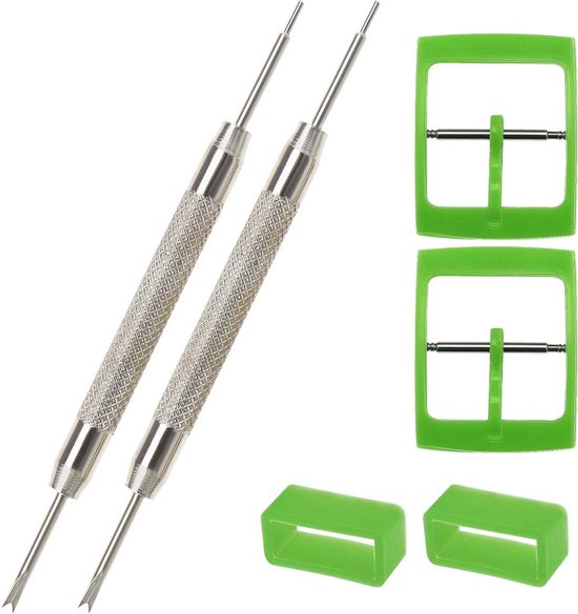 Polsband vervanging - horlogeband - set van 2 - roestvrij staal - horlogeband gereedschap - horlogebandaccessoires - geschikt voor stalen horlogebanden - zilveren kleur - 16mm interne breedte - comfortabel en duurzaam