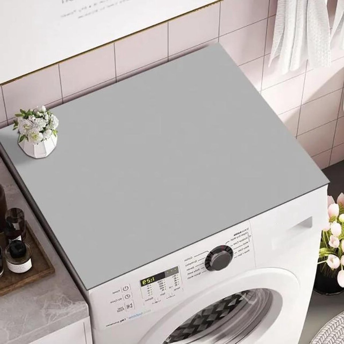 Wasmachine en Droger Bescherming - 60 x 60 cm Stofdichte Deksel met Antislip Mat voor Maximale Bescherming en Duurzaamheid