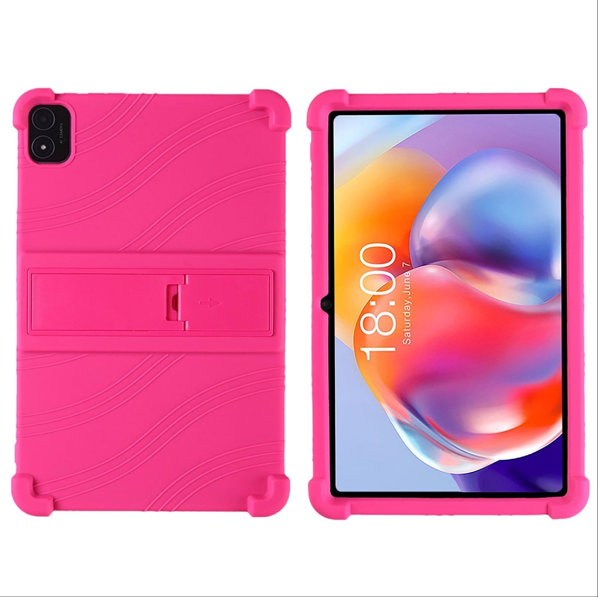 Dailygoody - Beschermhoes voor Teclast T60 - Zachte TPU Siliconen - Roze - Met Standaard - Hoge Weerstand - Geschikt voor Tablets