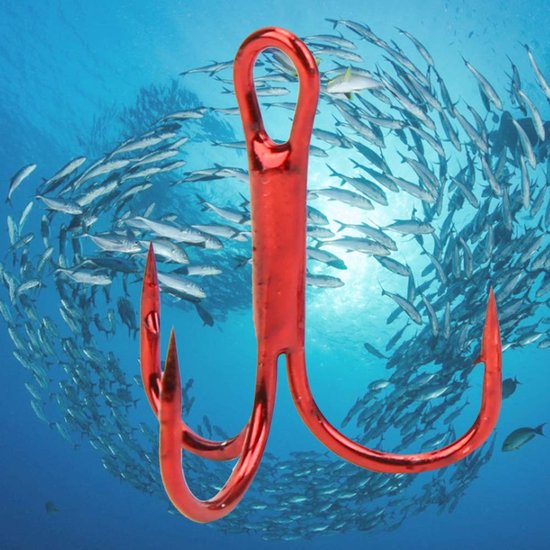 Dailygoody - Vishaak - Triple Prikkeldraad - Sterke corrosiebestendigheid - Rood - Koolstofstaal - Hoogwaardige vishaak accessoires - Geschikt voor he.. — afbeelding 4