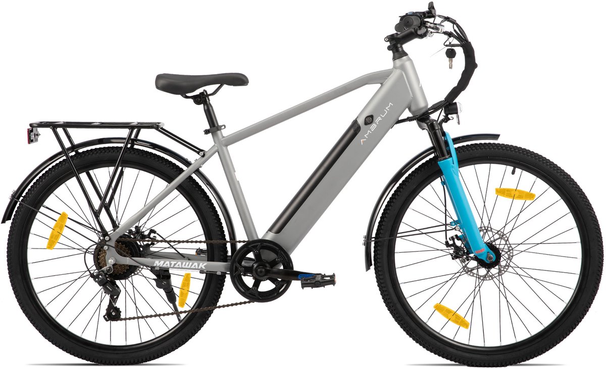 HILAND Matawak elektrische stadsfiets - 26 inch - 250W motor - 60km actieradius - 36V 10.4Ah accu - Shimano 7-versnellingen - Unisex -Grijs thumbnail 6