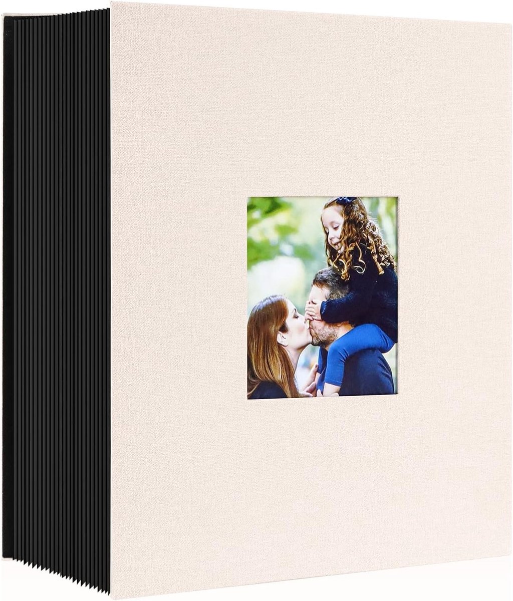 Fotoboek 10 x 15 cm met 1000 vakken, groot formaat, linnen album voor horizontale en verticale foto's in beige kleur