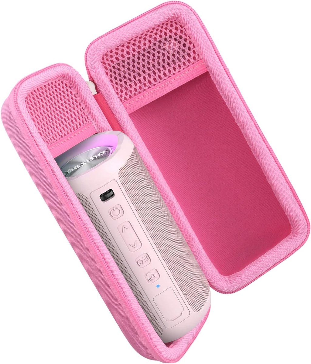 Duurzame Hard Travel Case voor Draagbare Bluetooth Speaker - IPX7 Waterdicht, Bescherming en Opbergruimte (Roze)