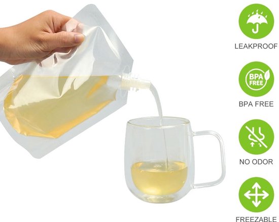 Dailygoody - Drinkzakjes - Hervulbare plastic flessen - Lichtgewicht en opvouwbaar - Transparant - Ideaal voor festivals - Herbruikbaar en veilig — afbeelding 2