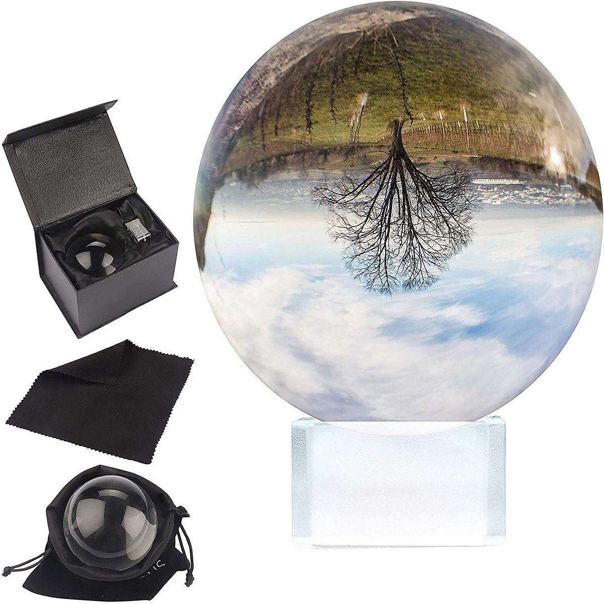 Dailygoody - K9 Kristallen Fotografie Bal - 10cm Heldere Bol Lens - Inclusief Velours Tasje en Microfiber Doekje - Geschikt voor Alternatieve Genezing...