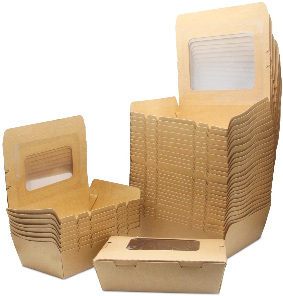 Dailygoody - Kraft Paper Box - Biologisch Afbreekbare Voedselcontainers - 50 Stuks - Bruin - Takeaway Salad Box - Geschikt voor Sandwiches en Taarten
