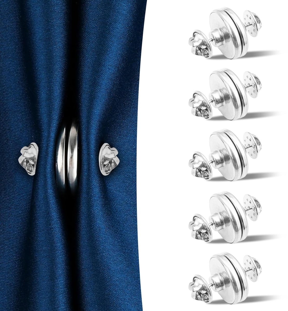 Dailygoody - Gordijnmagneten - Gordijnhouders - Eenvoudig te gebruiken - 5 stuks - Douchegordijnaccessoires - Ideaal voor lichte gordijnen - Geschikt