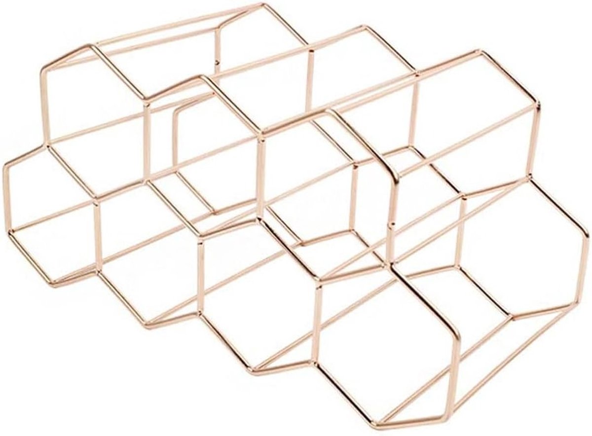 Vrijstaande wijnfleshouder voor tafel, wijnrek voor bar en keuken, perfect voor wijnkelder en woonkamer in roségoud