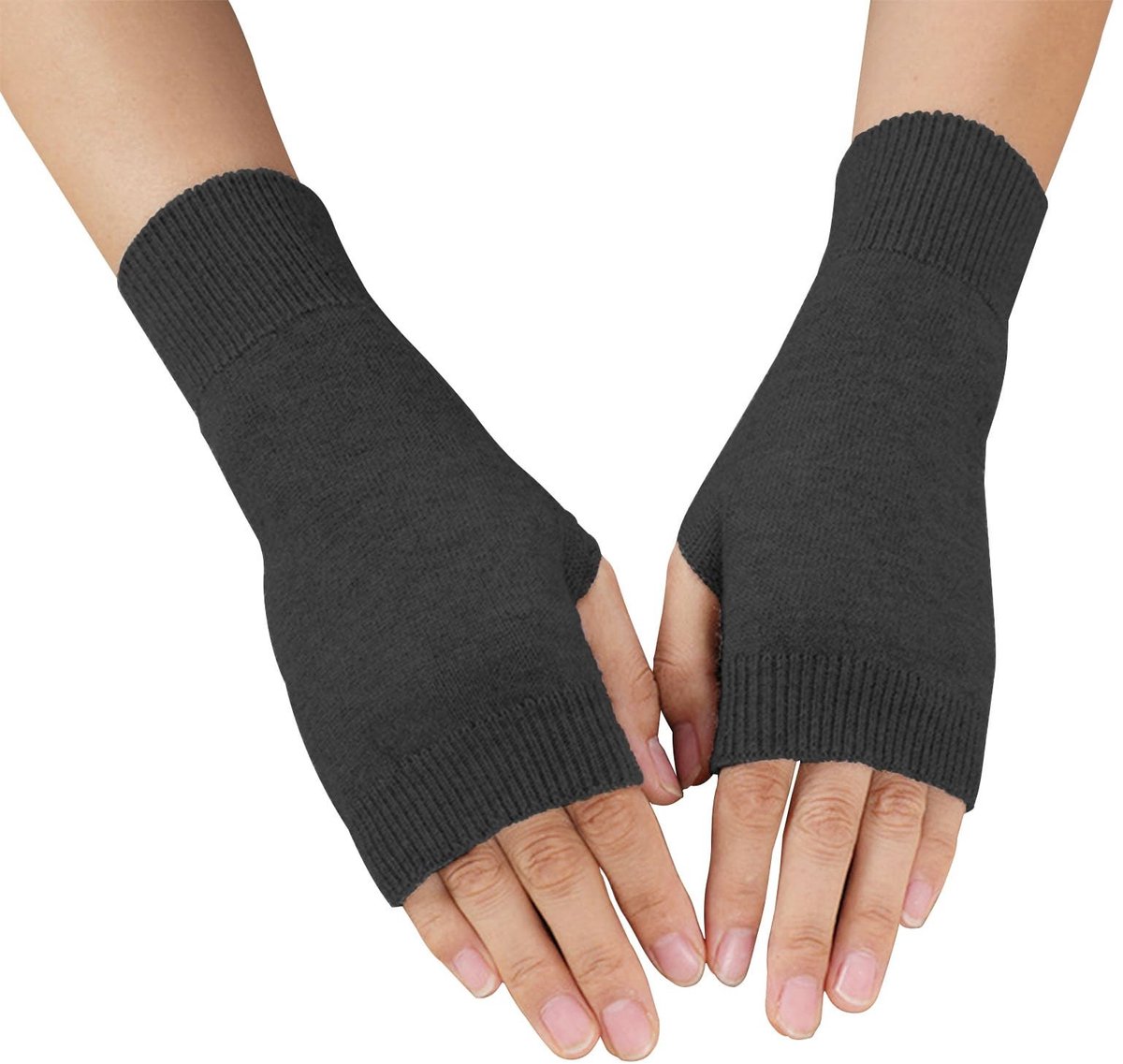 Dailygoody - Half vingerloze handschoenen - Kasjmier thermische dameshandschoenen - Comfortabele polshandschoenen - Lichtgrijs - Warme winterhandschoe..