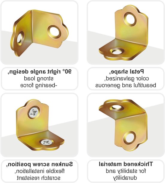 20 Stuks Kleine Hoekbeugels met Schroeven, 90 Graden L-vormige Steunen voor Versterken van Meubels, Bedframe en Kasten van Merkloos — afbeelding 2