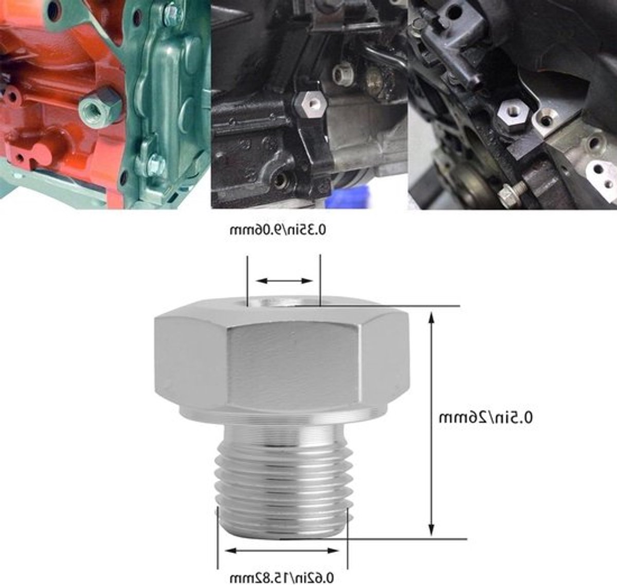 Oliedrukadapter M16 15 naar 1-8 NPT voor voertuigen, duurzame brandstofdetector voor nauwkeurige oliedruksensor met eenvoudige installatie