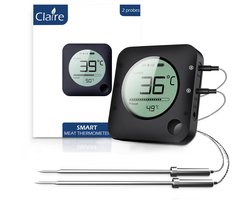 Claire Vleesthermometer - Oventhermometer - BBQ Thermometer - Draadloos met app - Incl. Batterijen en 2 meetsondes