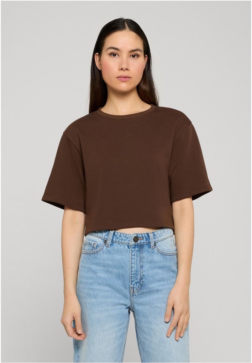 Urban Classics Ladies Light Terry Cropped Tee Dames T-shirt – XL Bruin