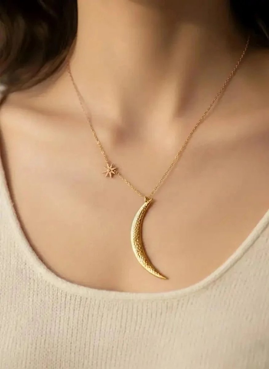 Dorvina 316L Roestvrij Staal Ketting Maan en Ster Goudkleurig Dames Hypoallergeen Ketting