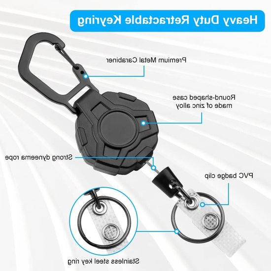 Duurzame Retractable Badge Holder Set van 2, Ideaal voor Sleutels en ID Kaarten, Handige ID Badge Reel met Clip en Heavy Duty Ontwerp van Merkloos — afbeelding 5