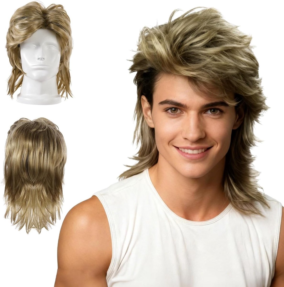 Disco Hippie Kostuum voor Mannen met Funky Afro Perucque en Accessoires voor 60s en 70s Themafeesten, Halloween en Muziekfestivals, Bruin, 56
