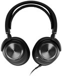 Zwarte SteelSeries Arctis Nova Pro gaming headset, van voren gezien.