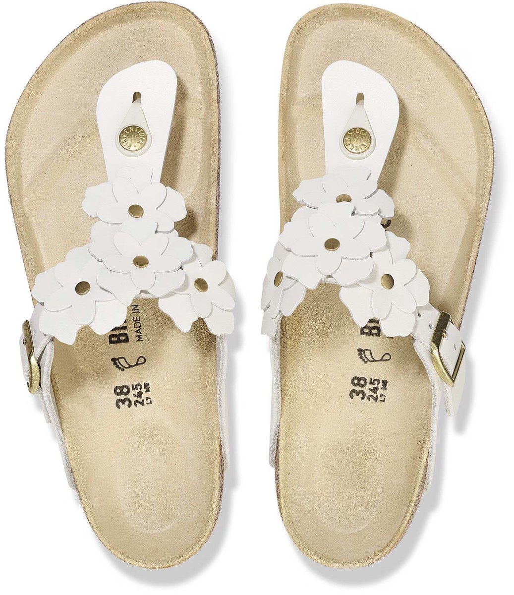 Birkenstock Slippers Gizeh Natural Leather Fashion Wear Vrouwen Wit