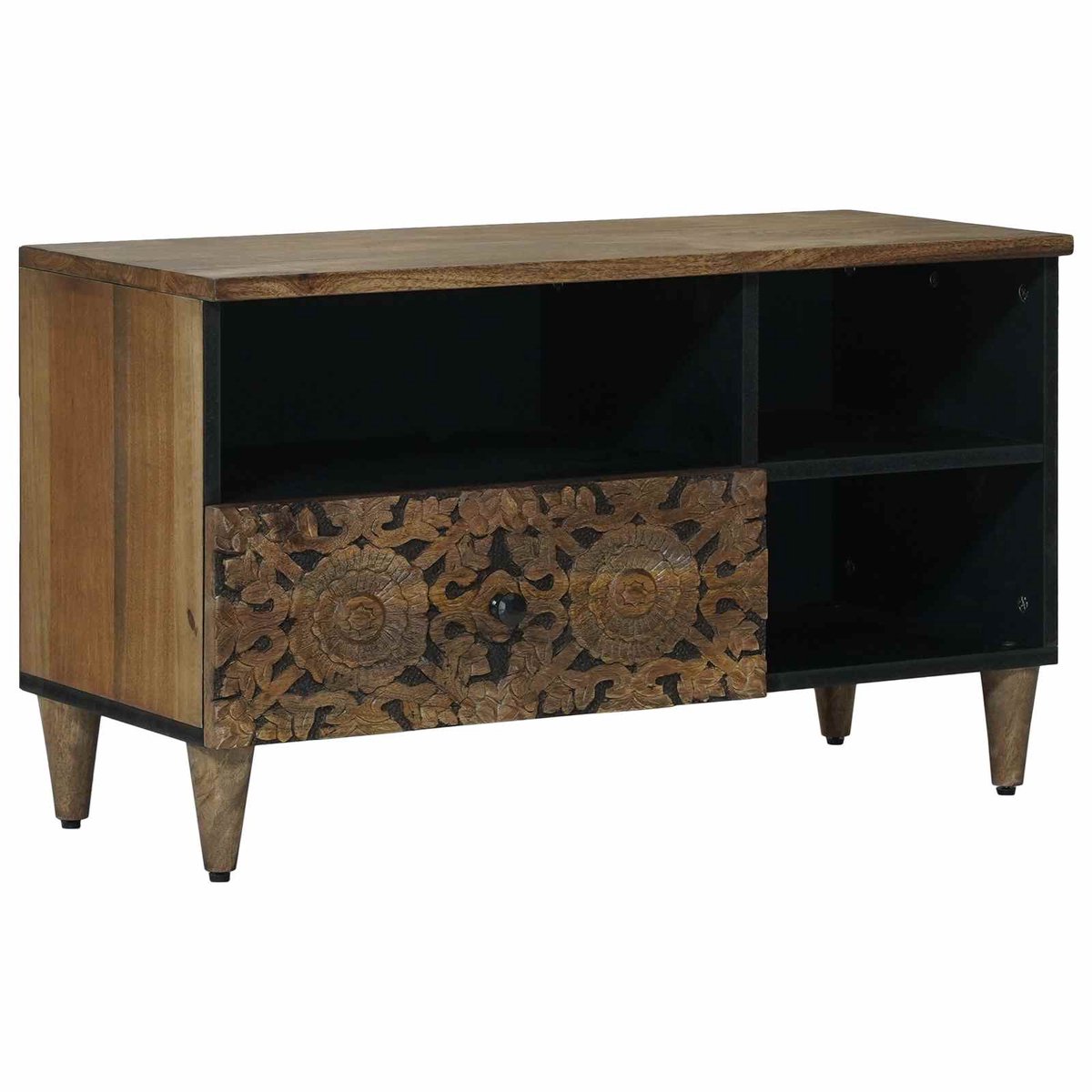 vidaXL - TV - Kast - met - lade - Bruin - 80 - x - 33,5 - x - 46 - cm - Massief - Mango - Hout