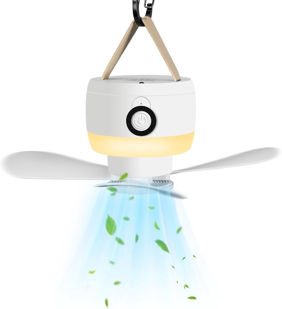Krachtige Campingventilator met Afstandsbediening, LED Verlichting en Haak voor Buiten, Tent en Thuisgebruik - 8000 mAh Accu