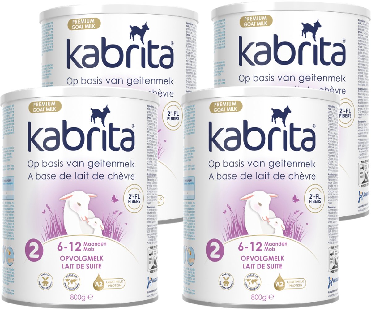 Kabrita 2 Opvolgmelk Multipack - Geitenmelk Flesvoeding vanaf 6 maanden - 4x800g - voordeelverpakking