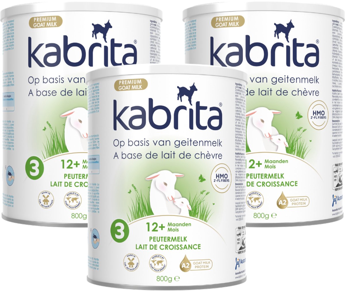Kabrita 3 Peutermelk Multipack - Geitenmelk Flesvoeding vanaf 12 maanden - 3x800g - voordeelverpakking