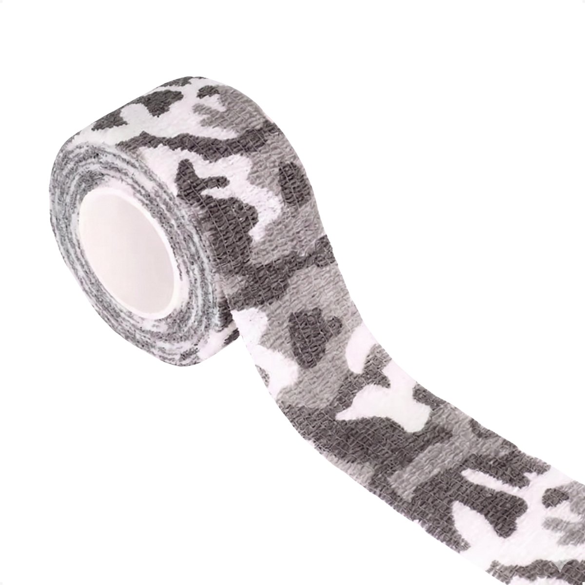 Techidna® - Zelfhechtend Verband - Camouflage Zwart Wit - 4,8 Meter x 2,5 cm - Plakt Niet Aan Huid - Elastisch - Bandagetape - Sporttape - Outdoor