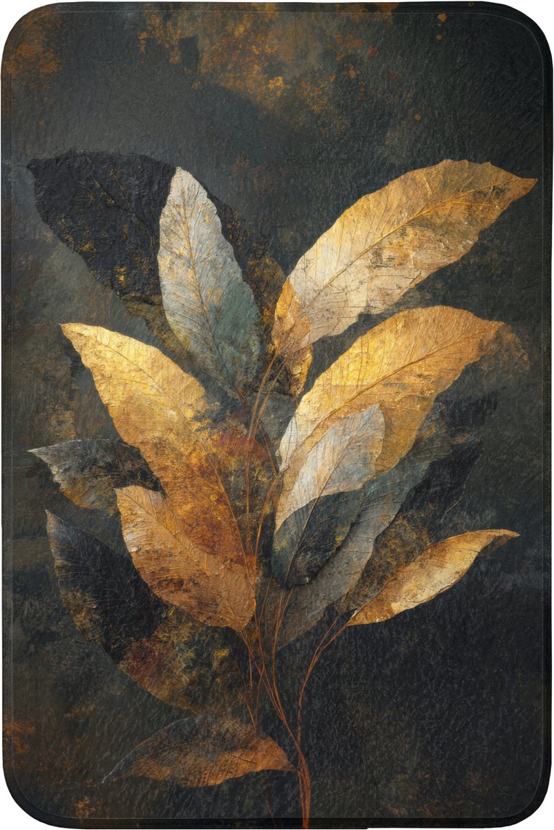 WC mat 60x90 cm - Antislip - Gouden Bladcompositie – Botanische Luxe - Toiletmat - Vloerma