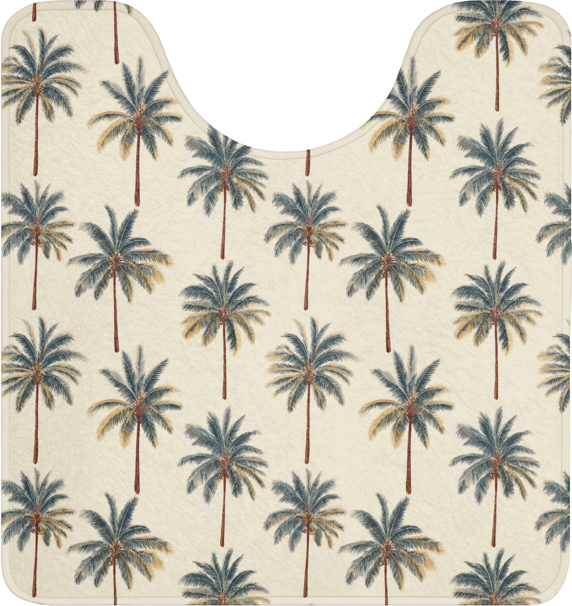 WC mat met uitsparing 55x60 cm - Antislip - Palmbomen - Tropisch - Groen - Toiletmat met u