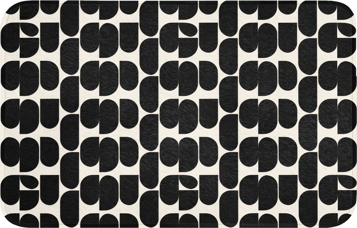 WC mat 80x50 cm - Antislip - Modern - Patroon - Zwart - Toiletmat - Vloermat - Douchemat -