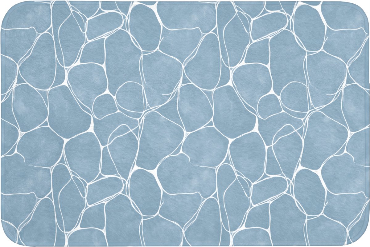 WC mat 90x60 cm - Antislip - Organisch - Patroon - Blauw - Toiletmat - Vloermat - Douchema