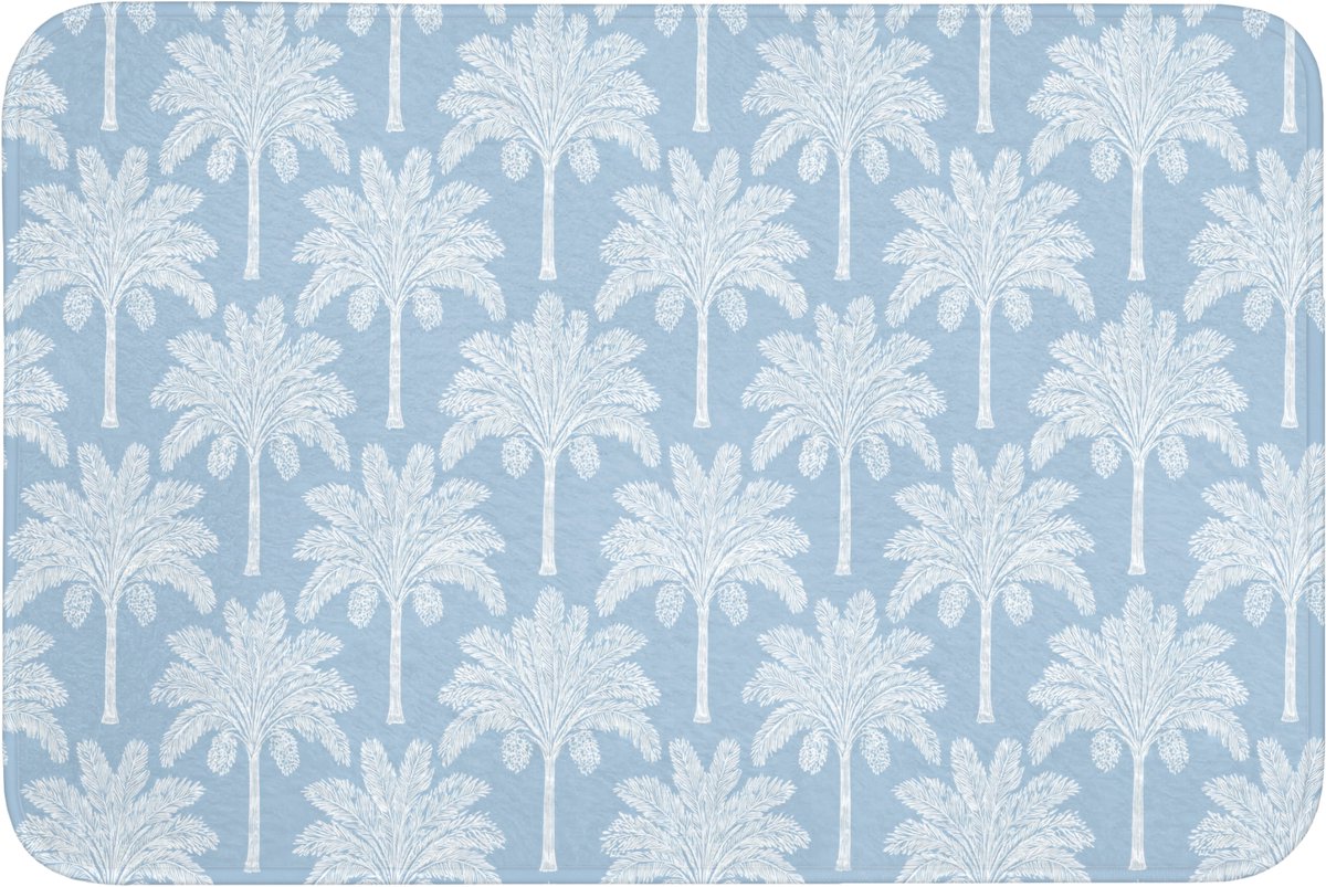 WC mat 90x60 cm - Antislip - Palmboom - Modern - Blauw - Toiletmat - Vloermat - Douchemat