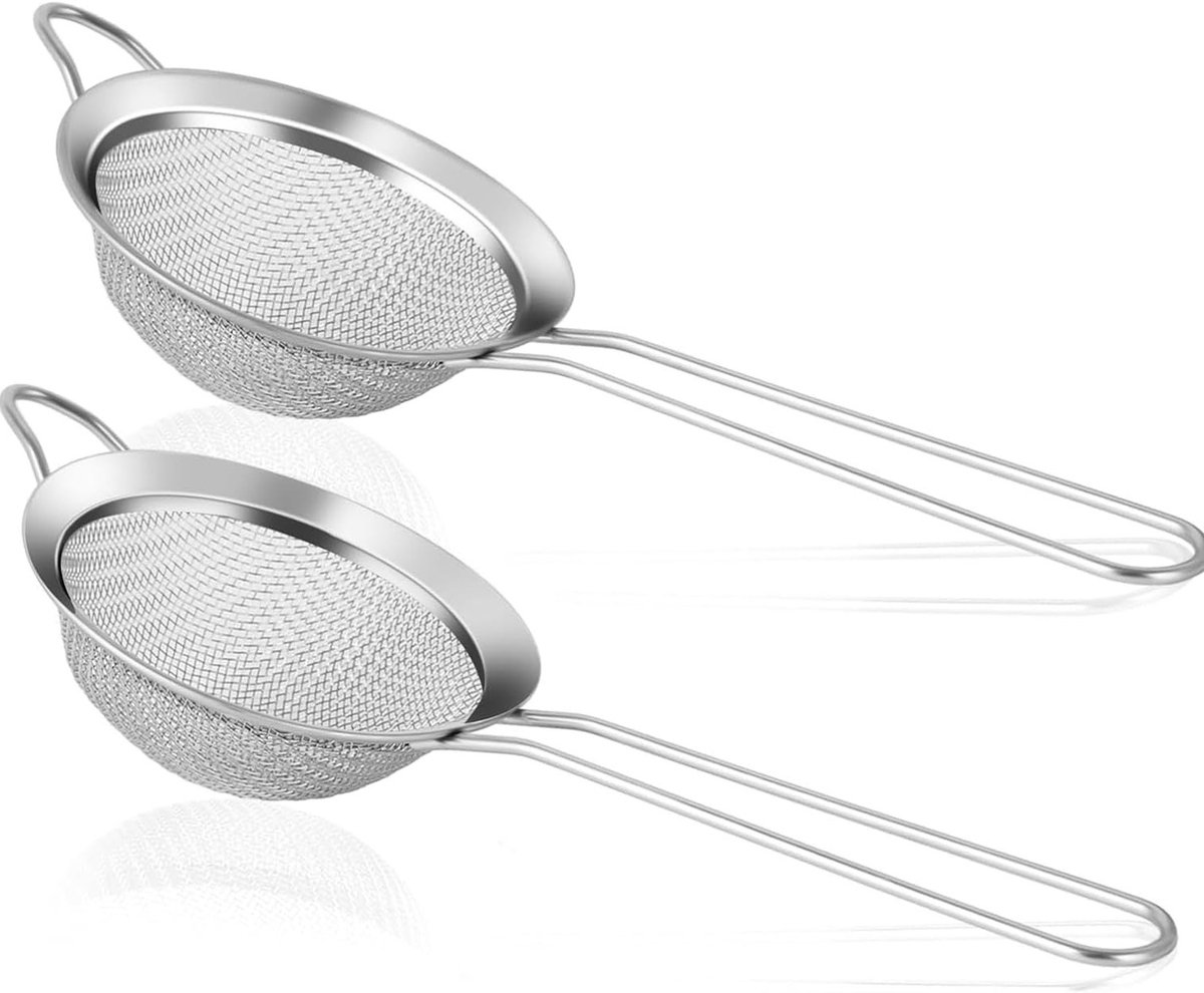Set van 2 RVS Keukenzeefjes van 8 cm - Fijne Maesheef voor Quinoa, Groenten en Thee