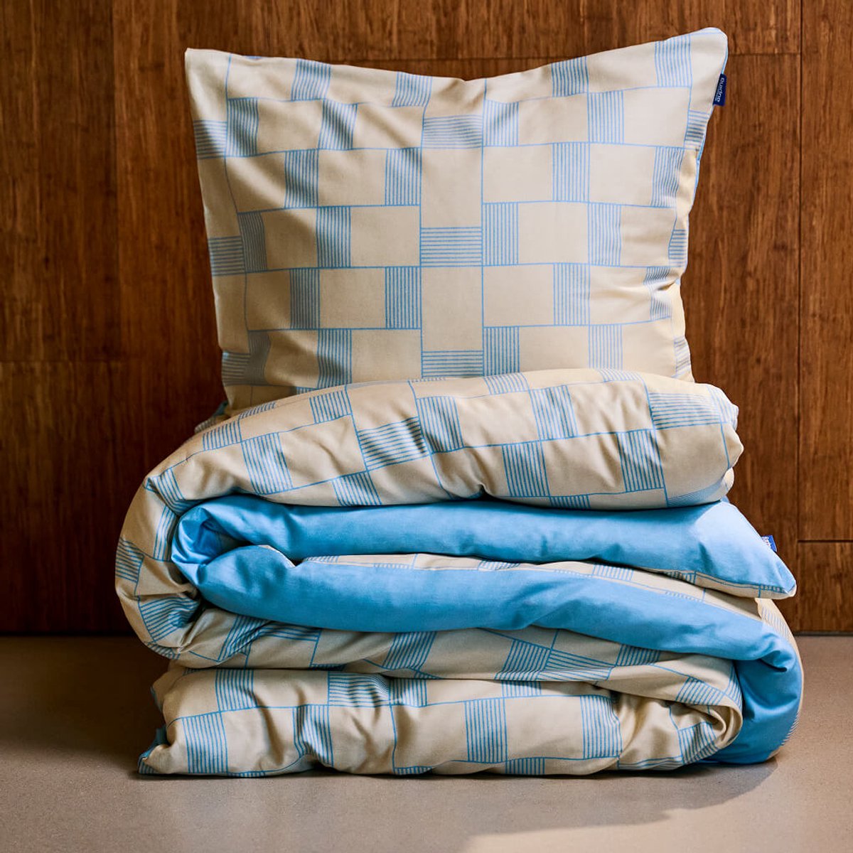Auping Seaside grid Dekbedovertrek - Tweepersoons 240 x 220 cm - Biologisch katoen - Blauw