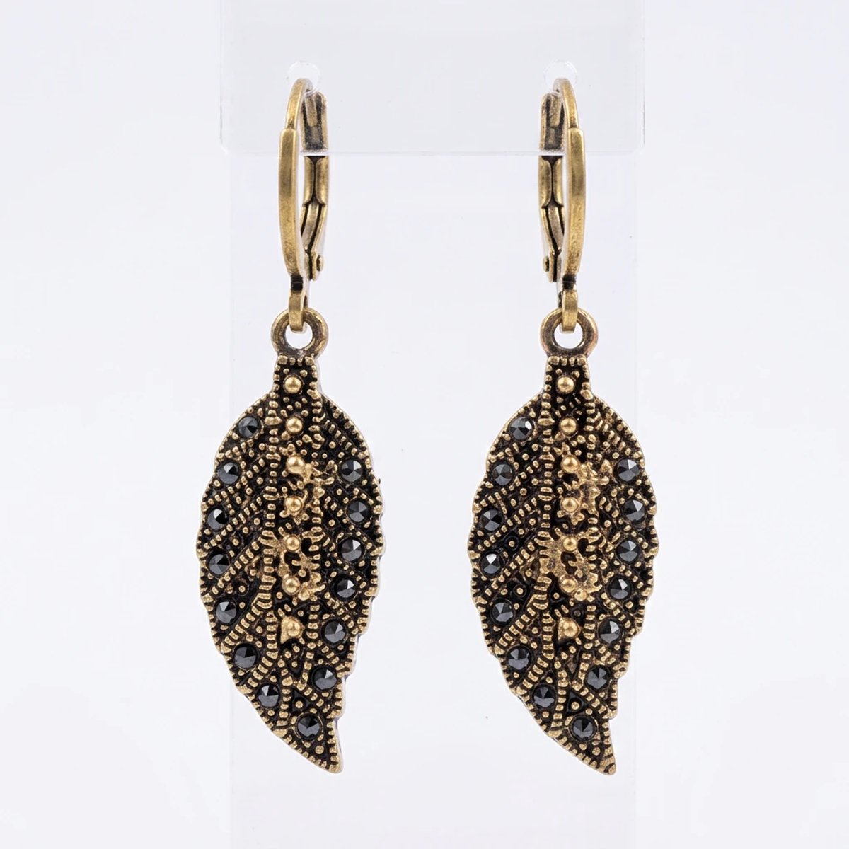 Dorvina Bronzen Oorbellen Authentiek Sieraad Margazit Steen Blad Model Vintage Dames Oorbellen